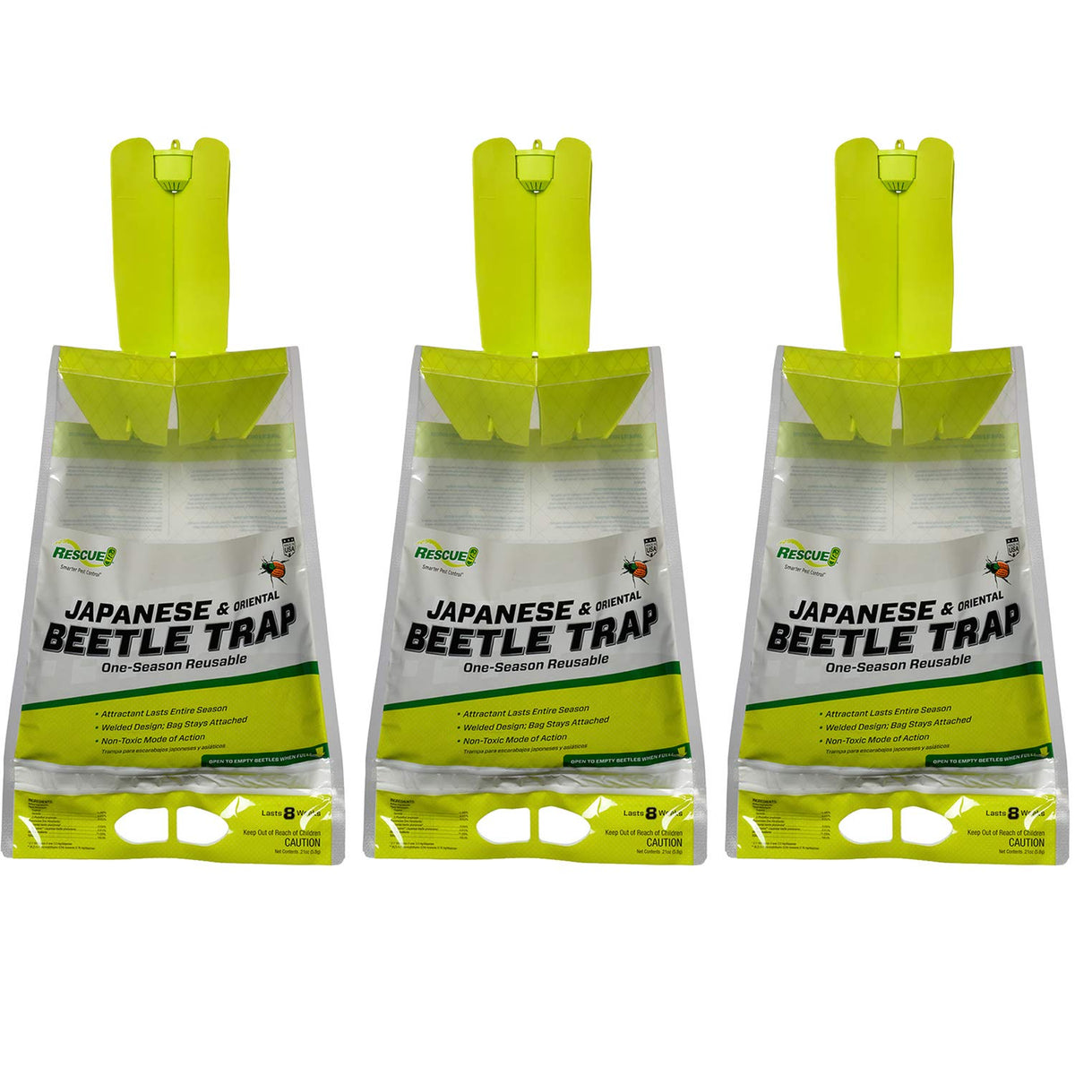 RESCUE! Japanese Beetle Trap in use catching beetles from the garden