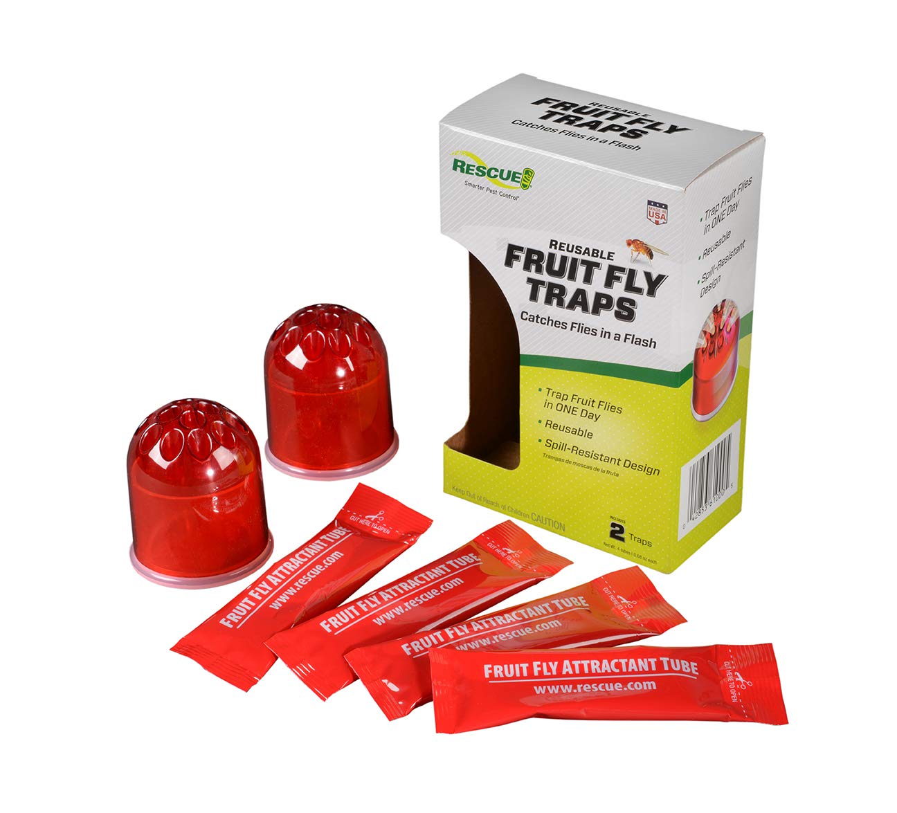 RESCUE! liquid attractant dispensed in trap lures fruit flies quickly.