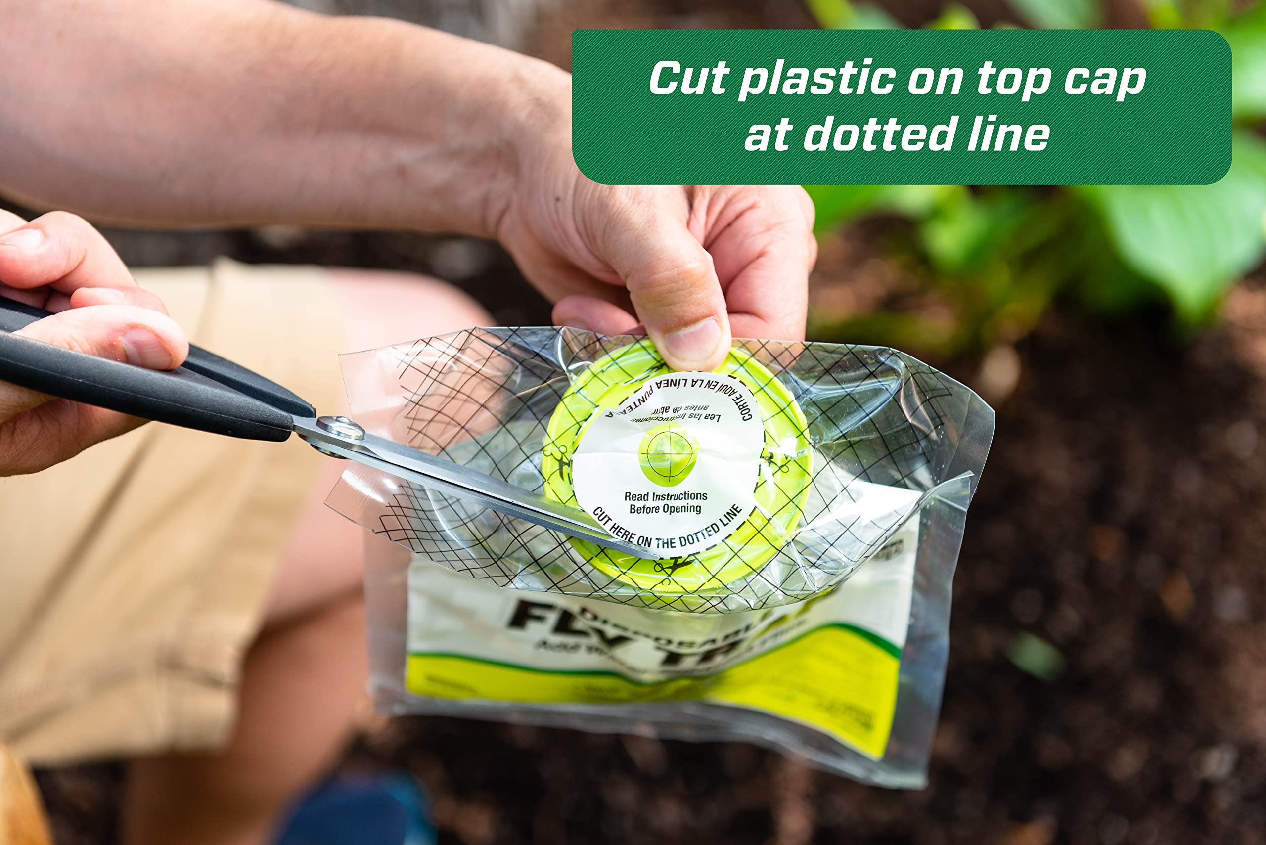 RESCUE! hanging fly trap outdoors captures flies before they reach patios.