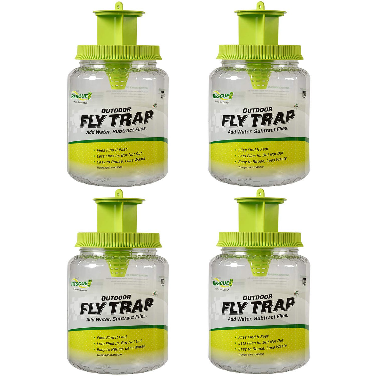 RESCUE! Outdoor Fly Trap front view shows reusable outdoor pest control design.