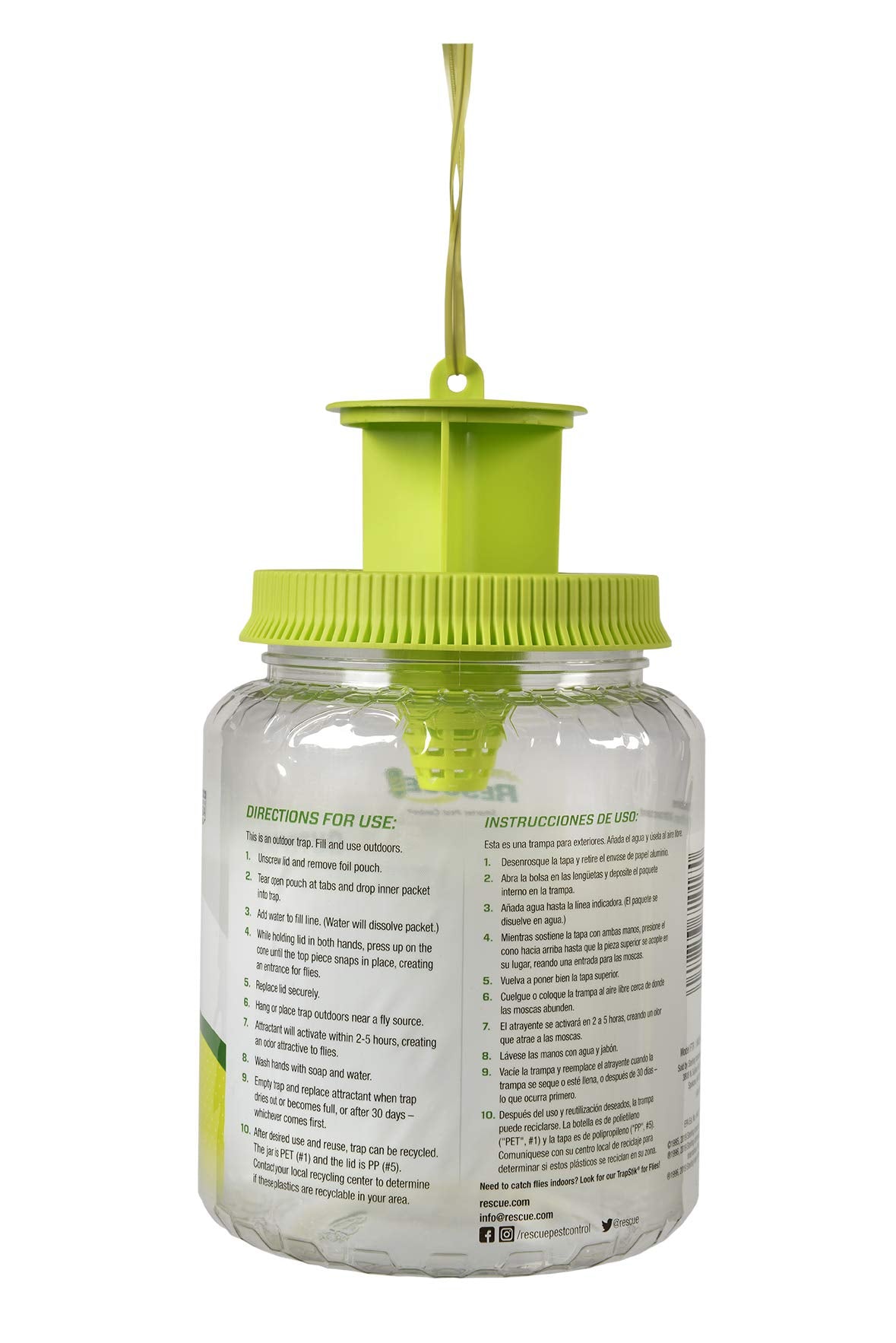 RESCUE! Outdoor Fly Trap refill image highlights easy attractant replacement for continued use.