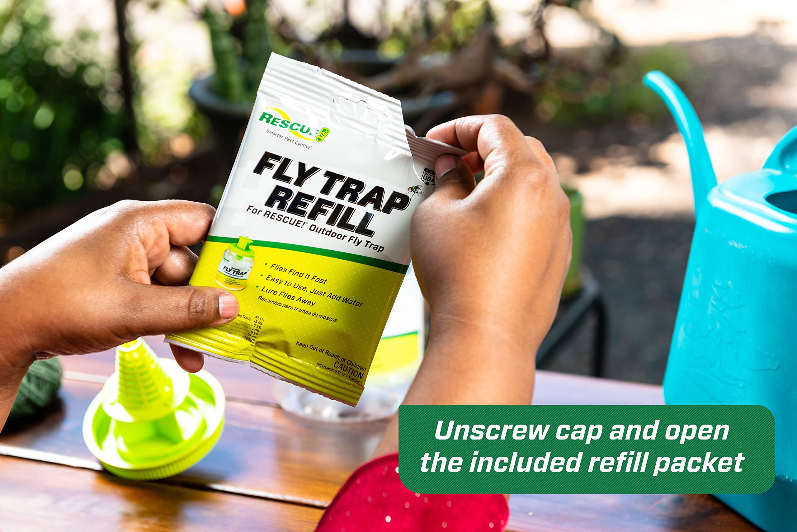RESCUE! Outdoor Fly Trap water-filled interior demonstrates capture mechanism.
