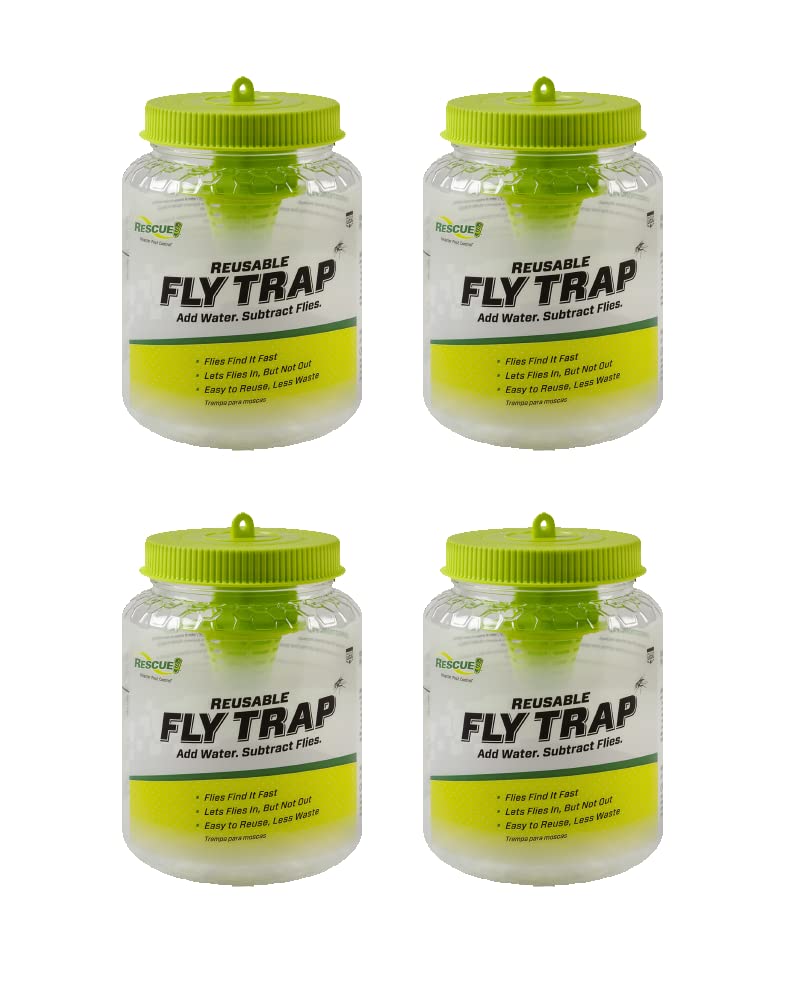 RESCUE outdoor fly trap canister 4-pack hanging trap for patio control and fly reduction