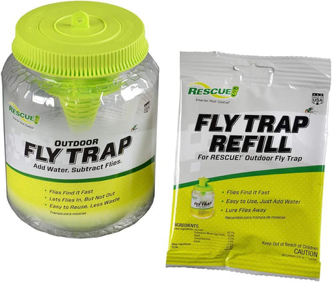 RESCUE outdoor fly trap canister 4-pack refillable design supports ongoing seasonal use