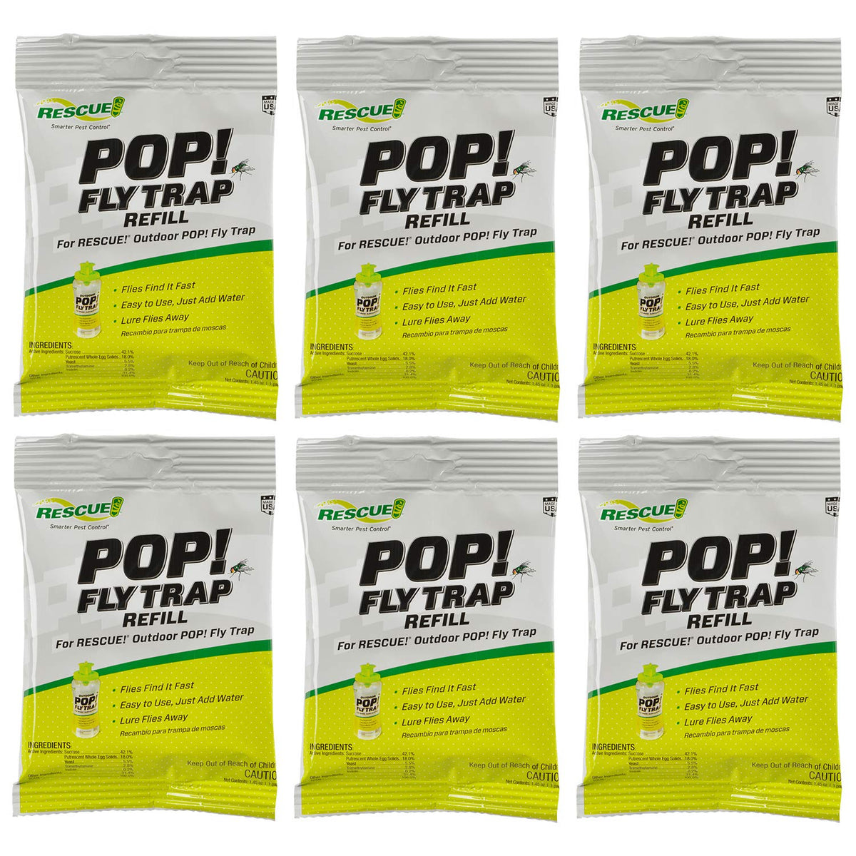 RESCUE! POP! fly trap bait refill for outdoor use attracts nuisance flies.