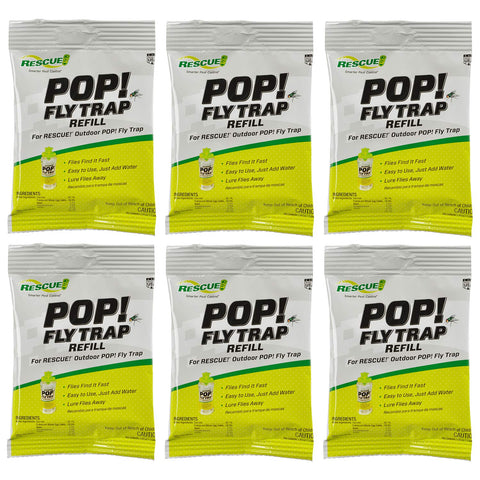 RESCUE! POP! fly trap bait refill for outdoor use attracts nuisance flies.