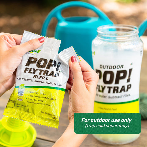 RESCUE! POP! bait refill placed outdoors away from living areas.