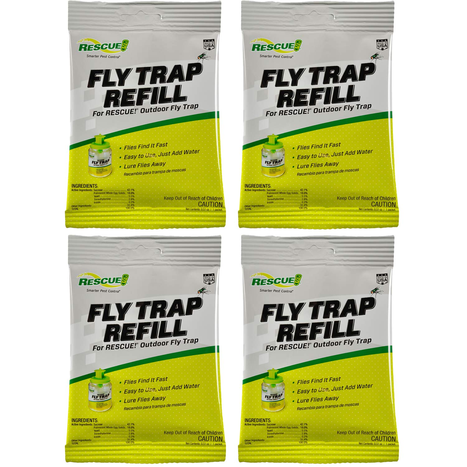 RESCUE! fly trap refill outdoor-ready attracts nuisance flies for yard control.