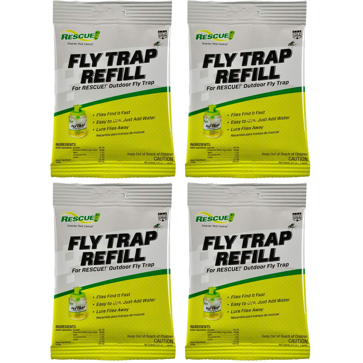 RESCUE! fly trap refill outdoor-ready attracts nuisance flies for yard control.
