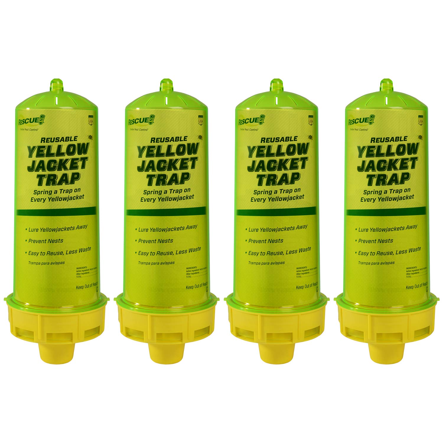 RESCUE! reusable yellowjacket trap front view shows sturdy outdoor design for multi-season use