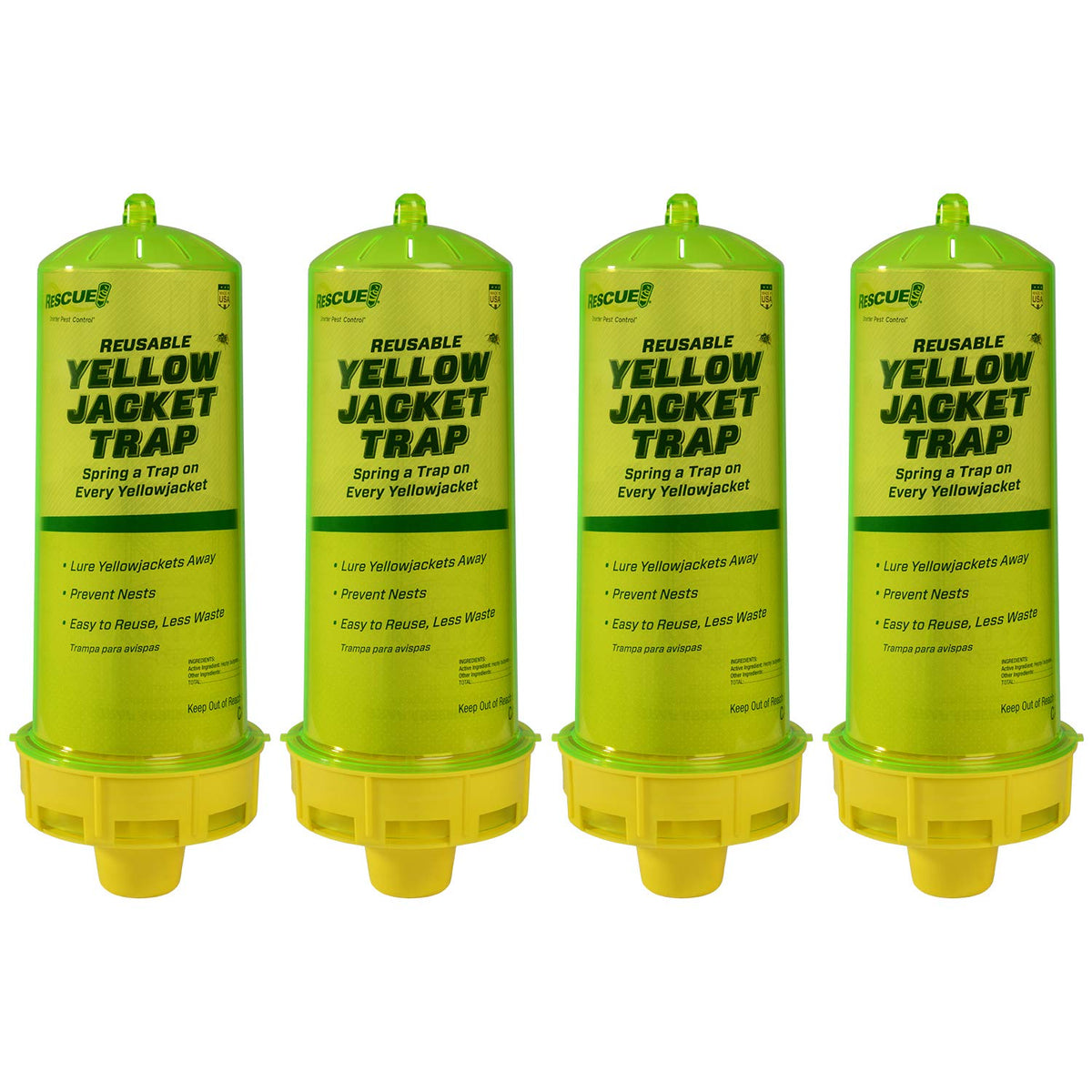 RESCUE! reusable yellowjacket trap front view shows sturdy outdoor design for multi-season use