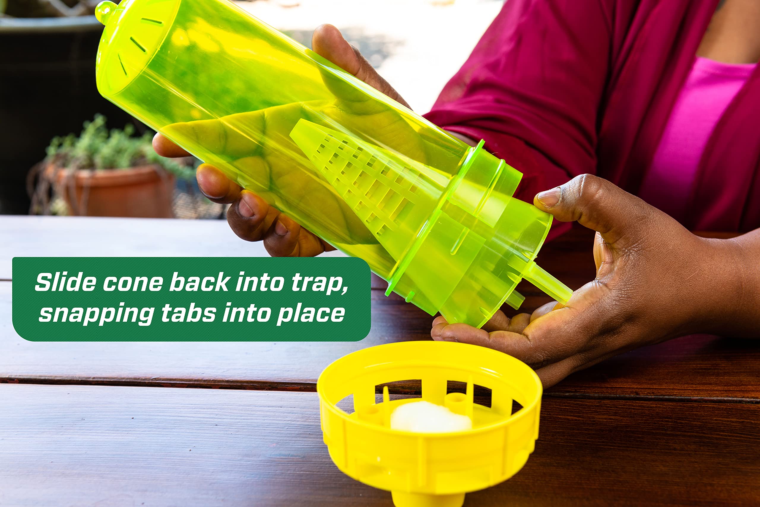 RESCUE! reusable yellowjacket trap in outdoor use demonstrates yard installation