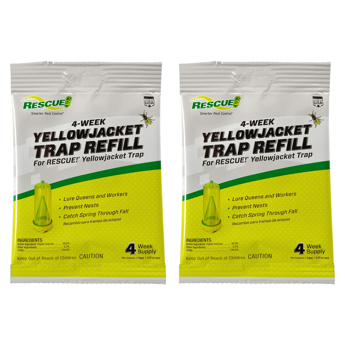 RESCUE! Yellowjacket attractant two-vial refill for long-lasting lure inside traps.