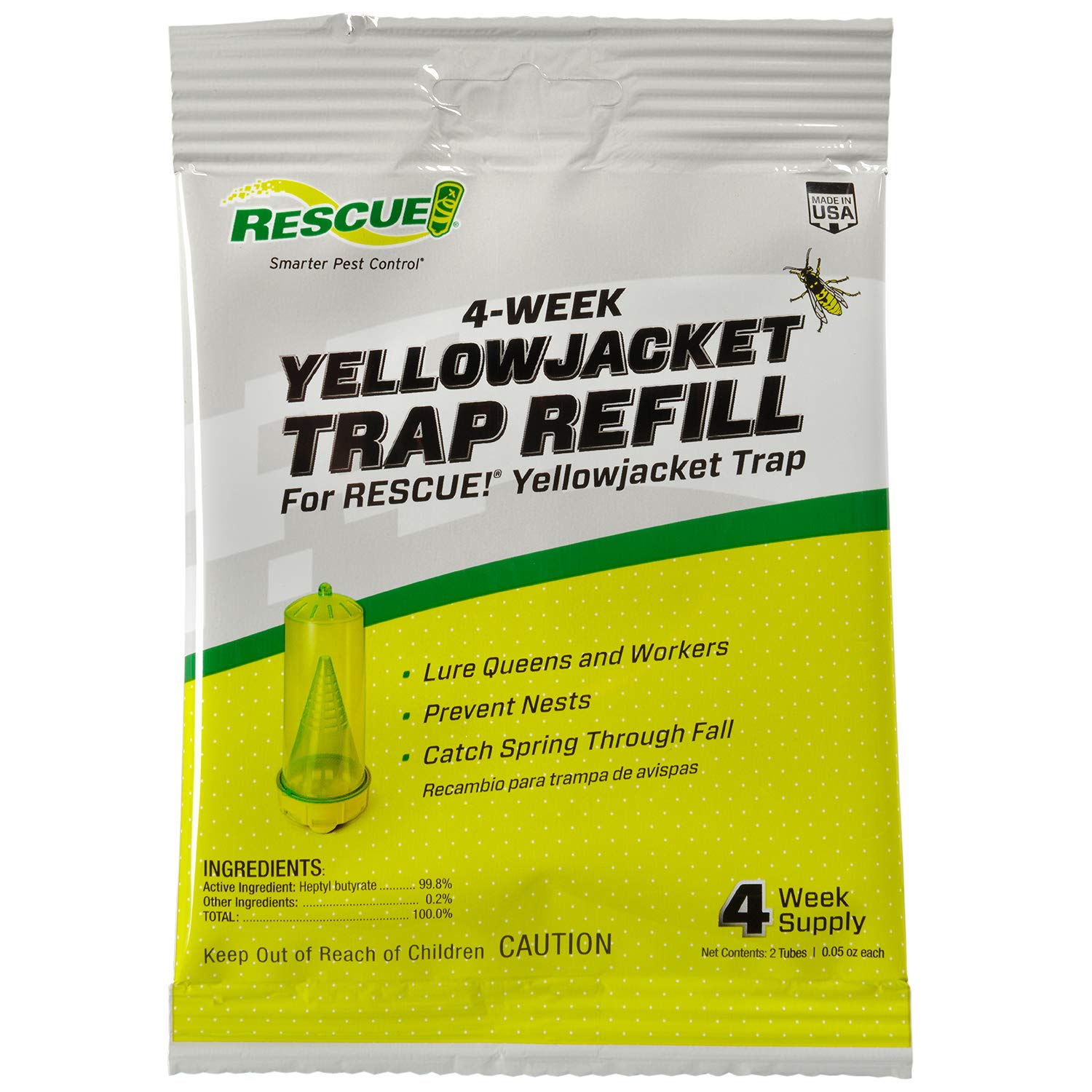 RESCUE! Yellowjacket trap front view showing reusable design for patio protection