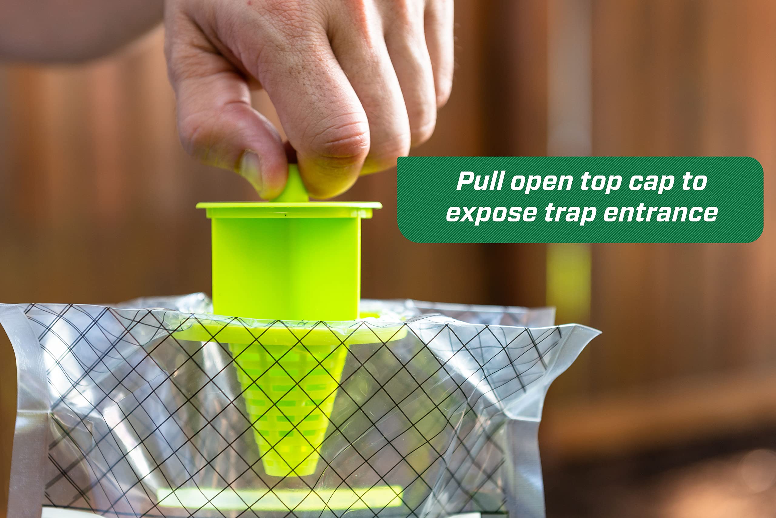 RESCUE! yellowjacket trap full view shows captured pests and disposal-ready design.