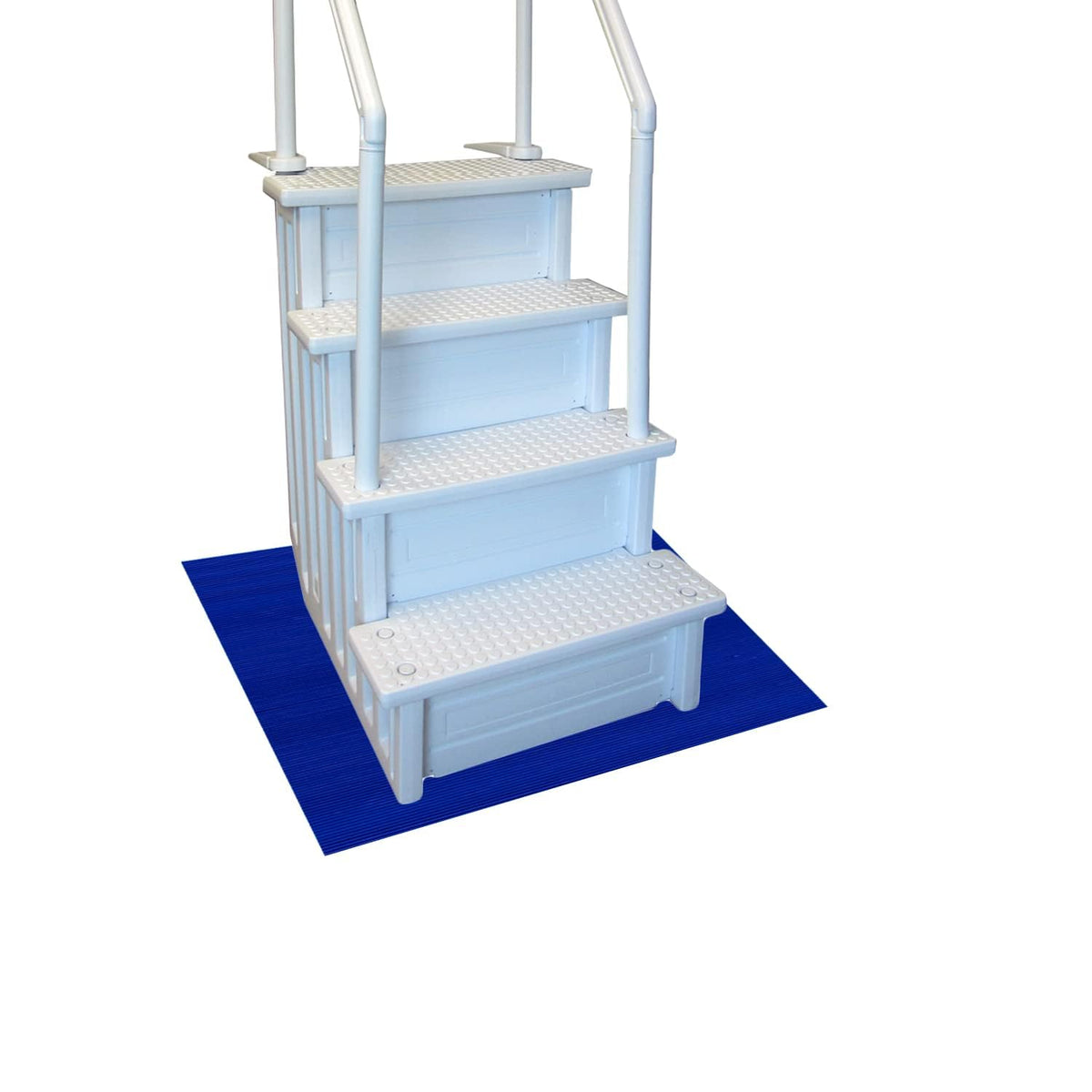 RESILIA Stay-Put ladder mat top view shows royal blue non-slip surface for safer pool entry.