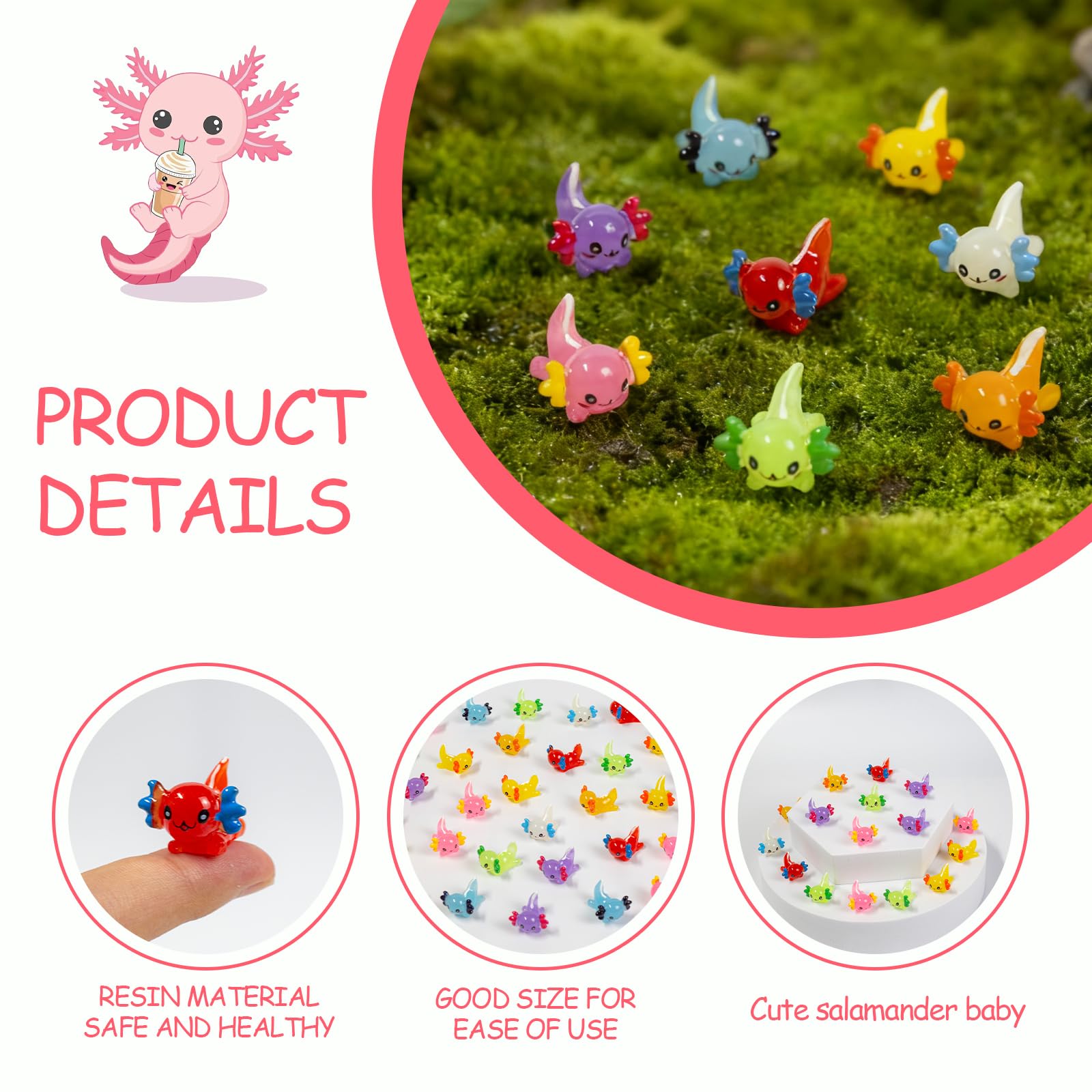 ResinGlow axolotl decor for aquarium setups and mini landscapes