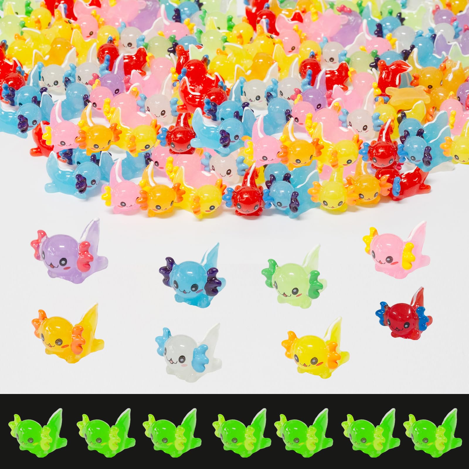 ResinGlow axolotl glow-dark bundle decorative figures for fairy gardens