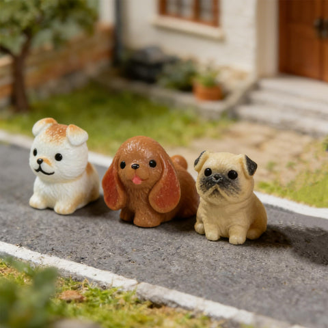 ResinGlow cake toppers featuring tiny dogs for desserts