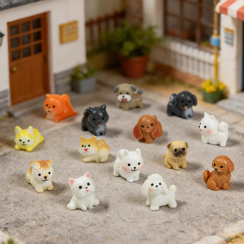 ResinGlow mini dog figures add whimsy to fairy garden decor