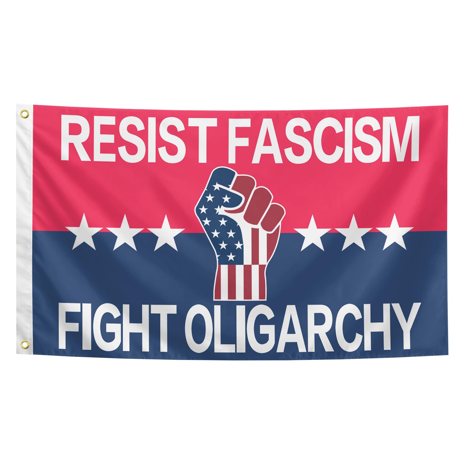 Resist Fascism flag 3x5ft displayed outdoors for yard visibility.