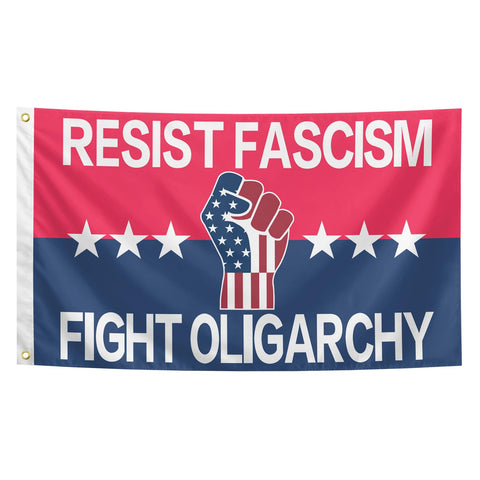 Resist Fascism flag 3x5ft displayed outdoors for yard visibility.