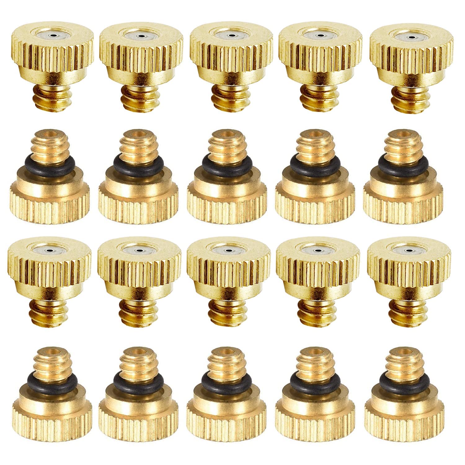 RESNSTAR brass misting nozzle tee close-up showing 0.012 inch orifice for efficient spray