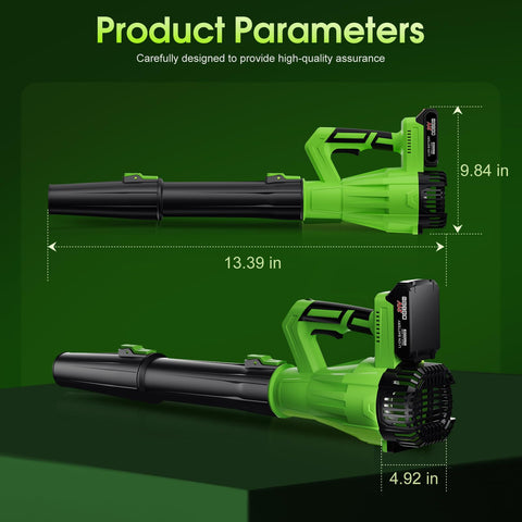 Restaswork cordless leaf blower showcasing 6-speed control for versatile tasks.