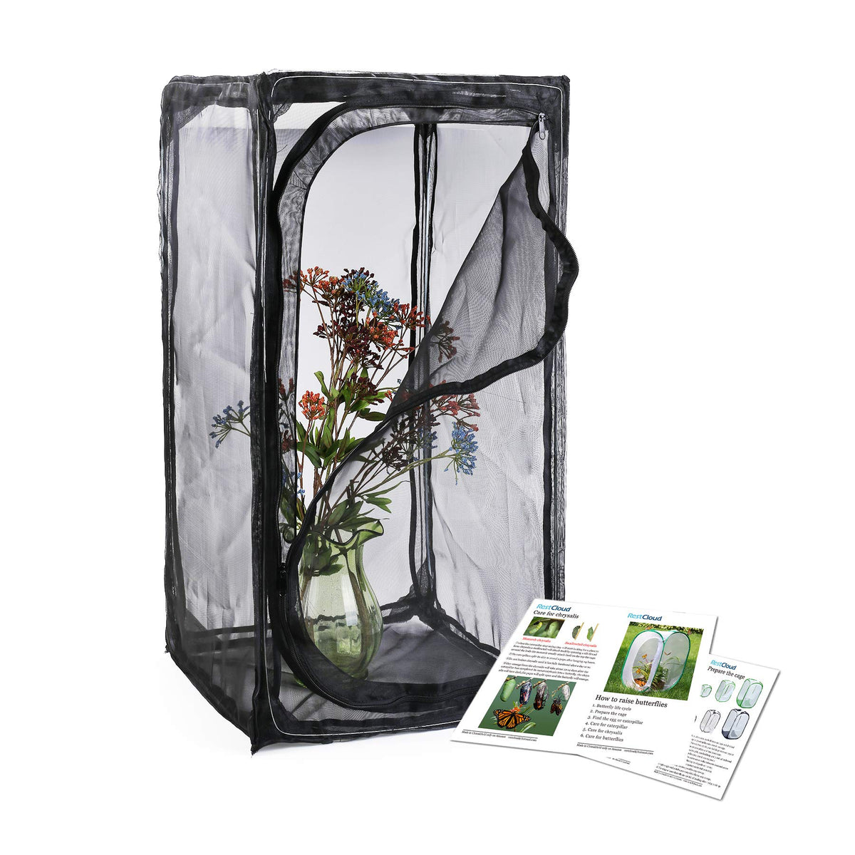 RESTCLOUD monarch habitat setup offers a sturdy, portable enclosure for butterfly rearing.