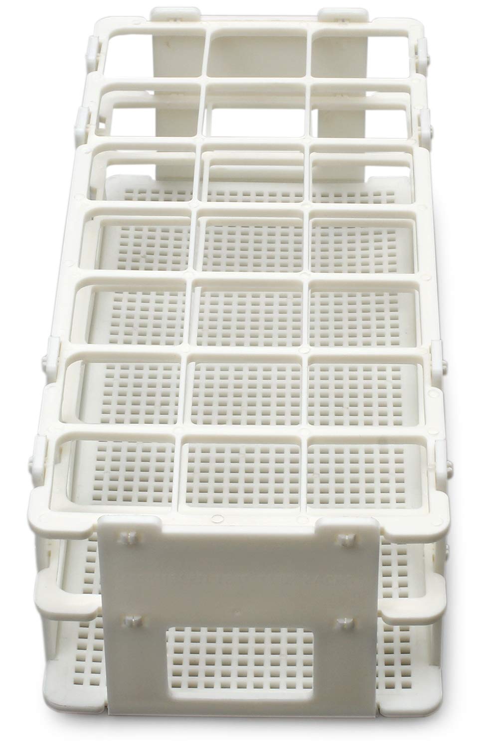 RESTCLOUD white 21-slot rack keeps tubes organized for efficient rearing