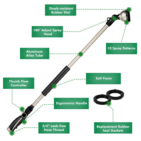 Restmo 180-degree swivel head enables flexible watering around obstacles