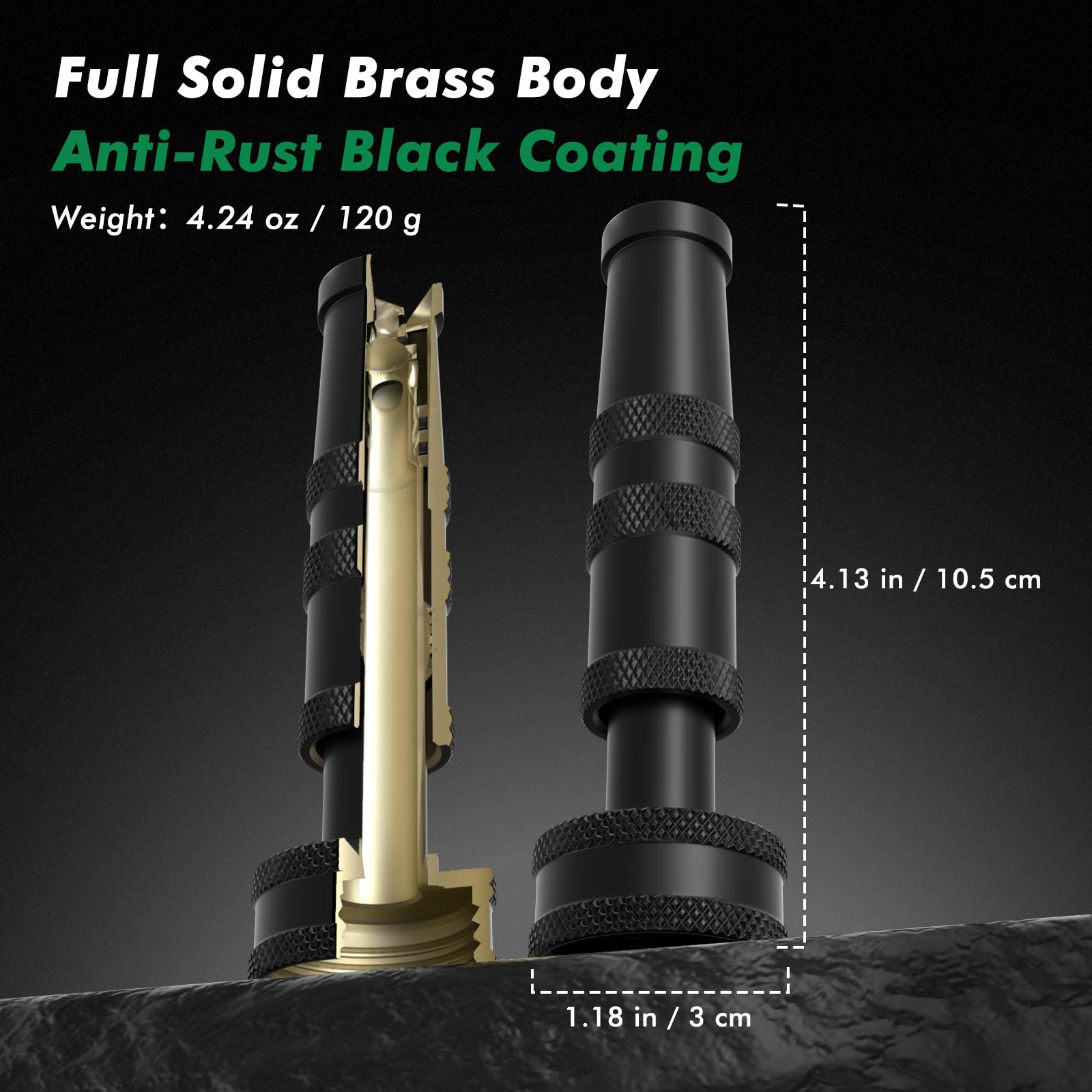 Restmo brass hose nozzle cone pattern ideal for plant care