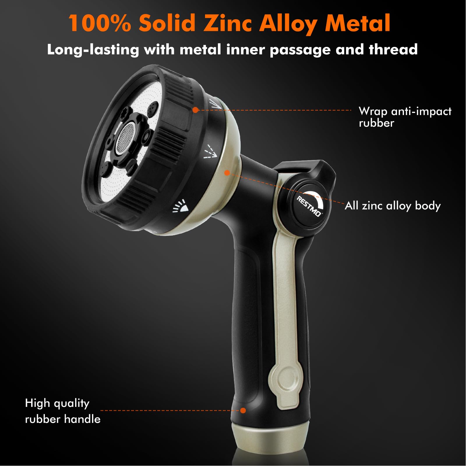Restmo bronze finish detail adds stylish corrosion-resistant appeal