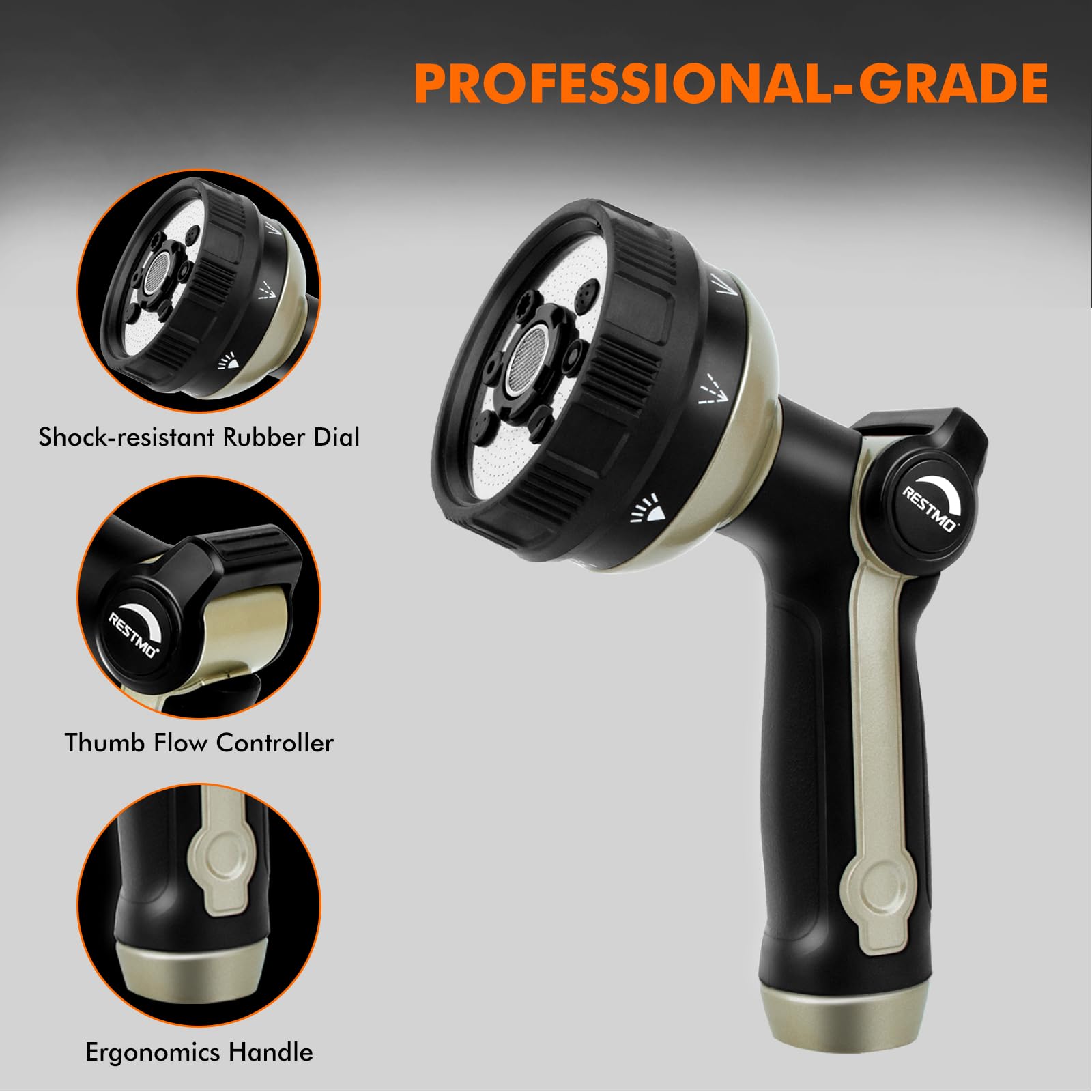 Restmo ergonomic handle provides comfortable grip during use