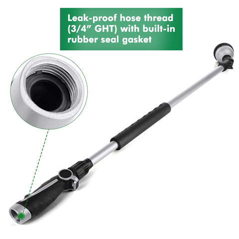 Ergonomic soft-grip handle keeps watering comfortable.