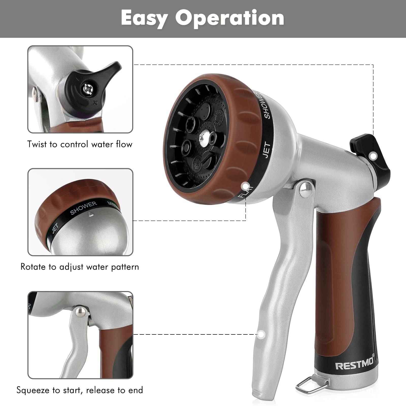 Restmo ergonomic trigger grip reduces hand fatigue during use