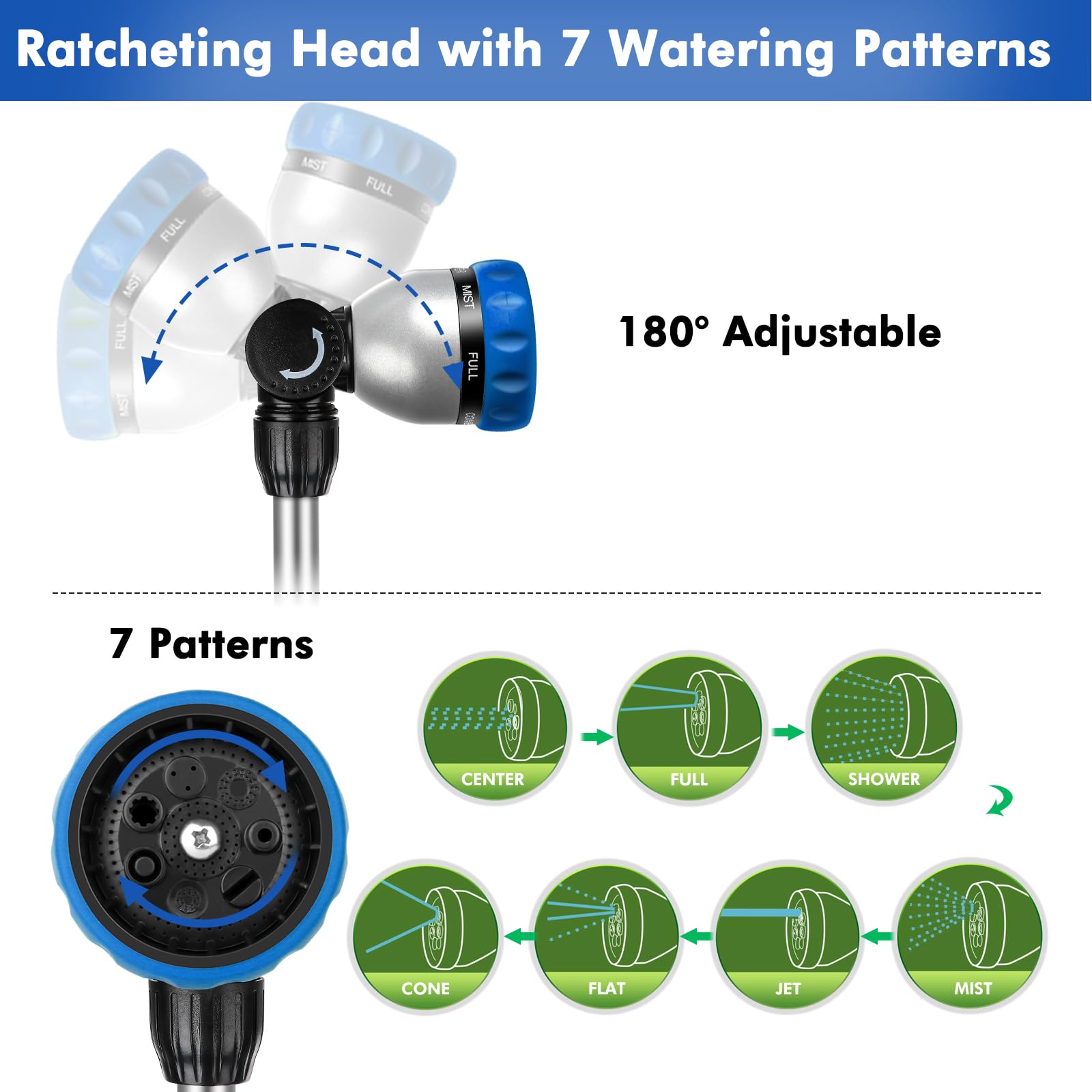 Restmo flow control knob adjusts pressure for plants or cleaning tasks.