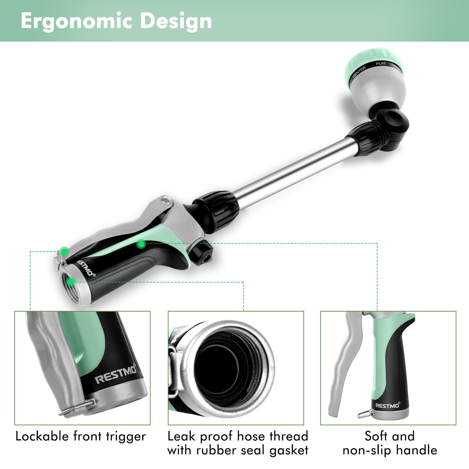 RESTMO flow-control knob lets you adjust pressure for delicate plants.