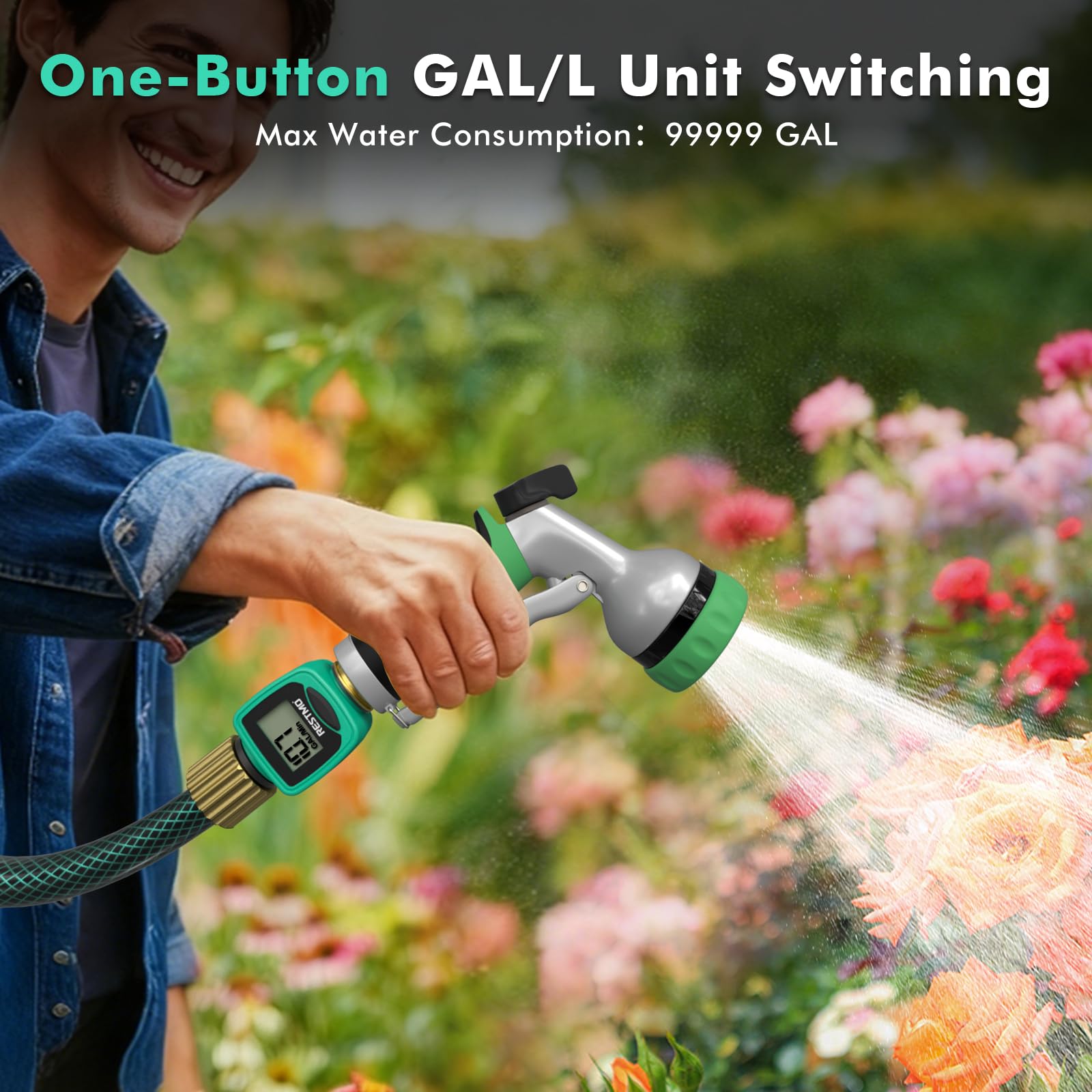 RESTMO 3/4 inch hose thread fits common garden hoses.