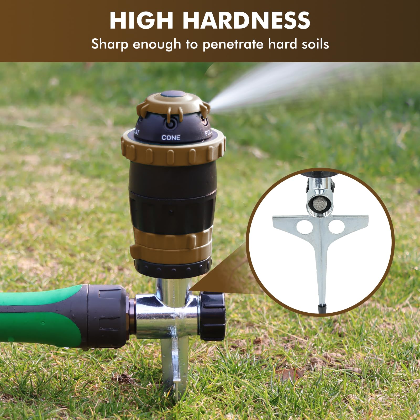 Restmo flow-through design lets you link multiple sprinklers for expanded coverage