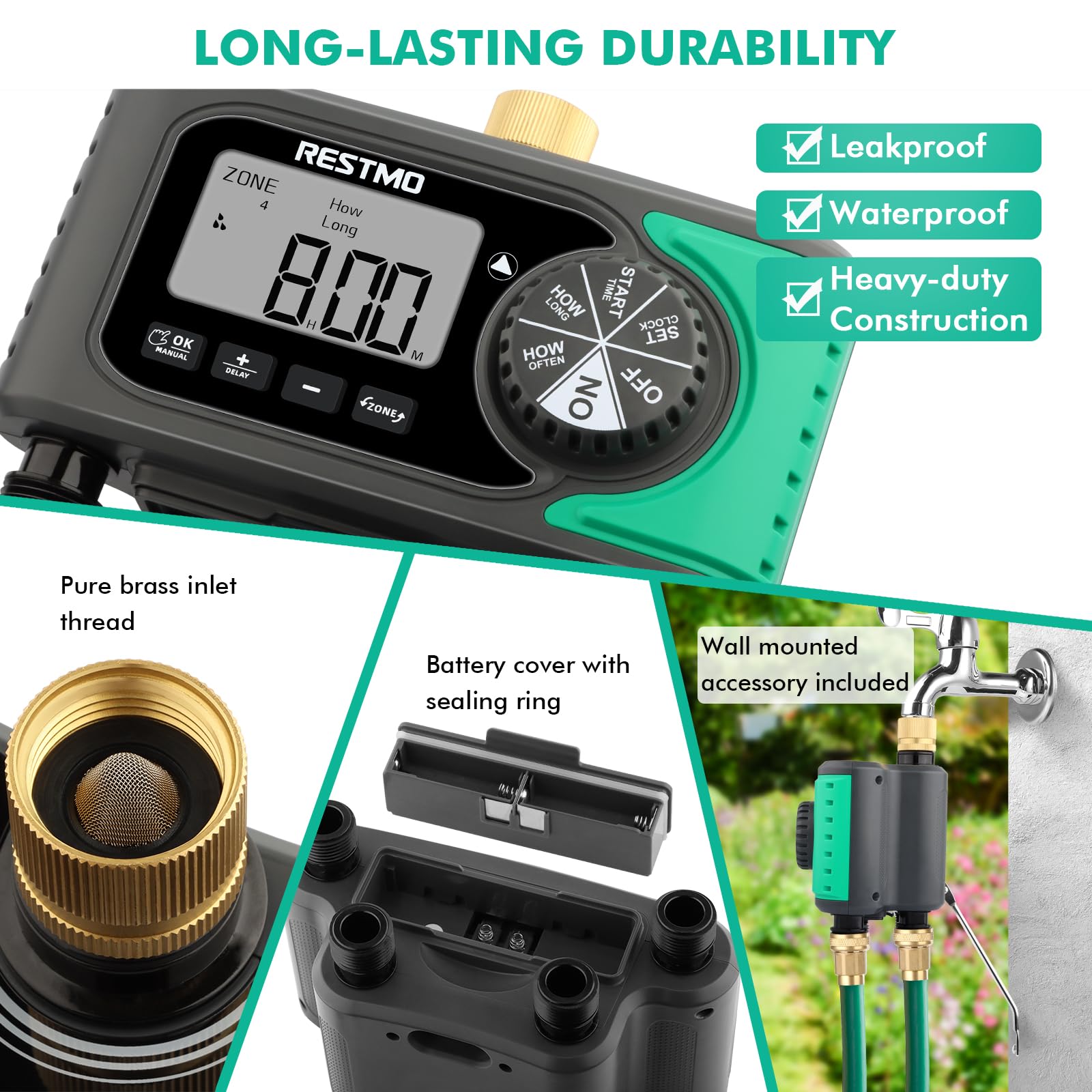 RESTMO four outlets connect to 3/4” hose and faucet