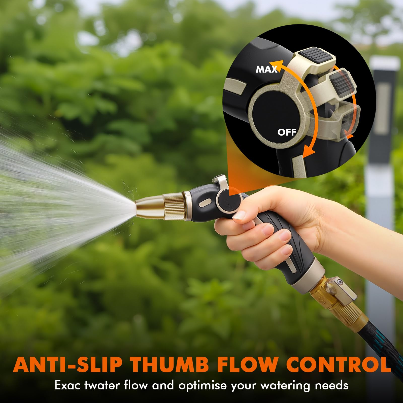 Restmo four-pattern sprayer offers versatile watering options.
