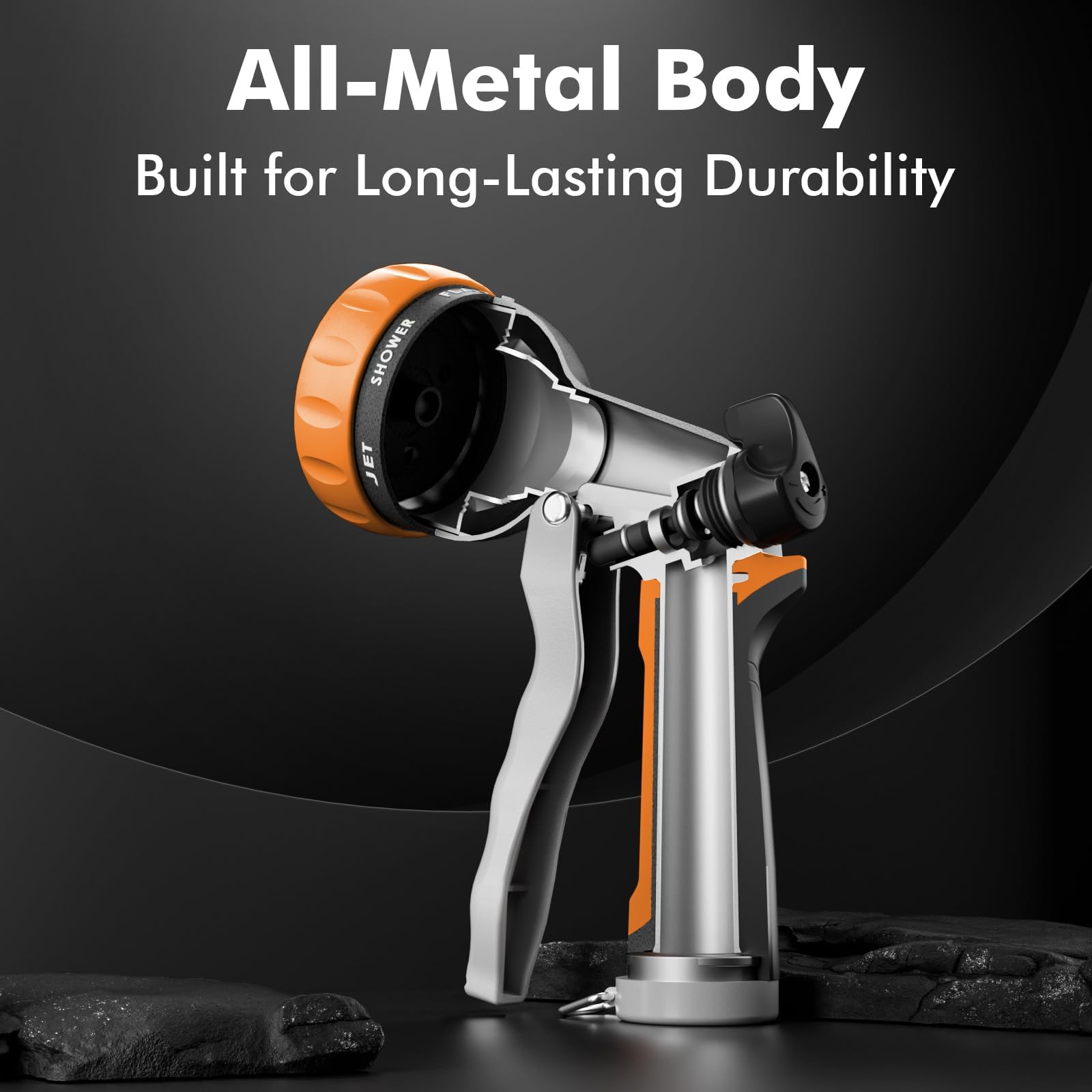 RESTMO nozzle dial with seven patterns for versatile watering tasks.