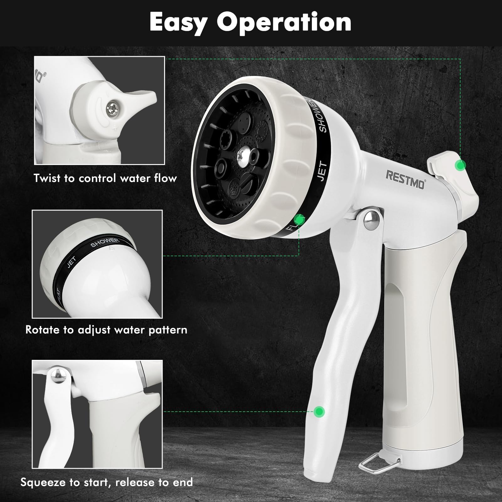 RESTMO ergonomic grip emphasizes comfortable handling during extended use
