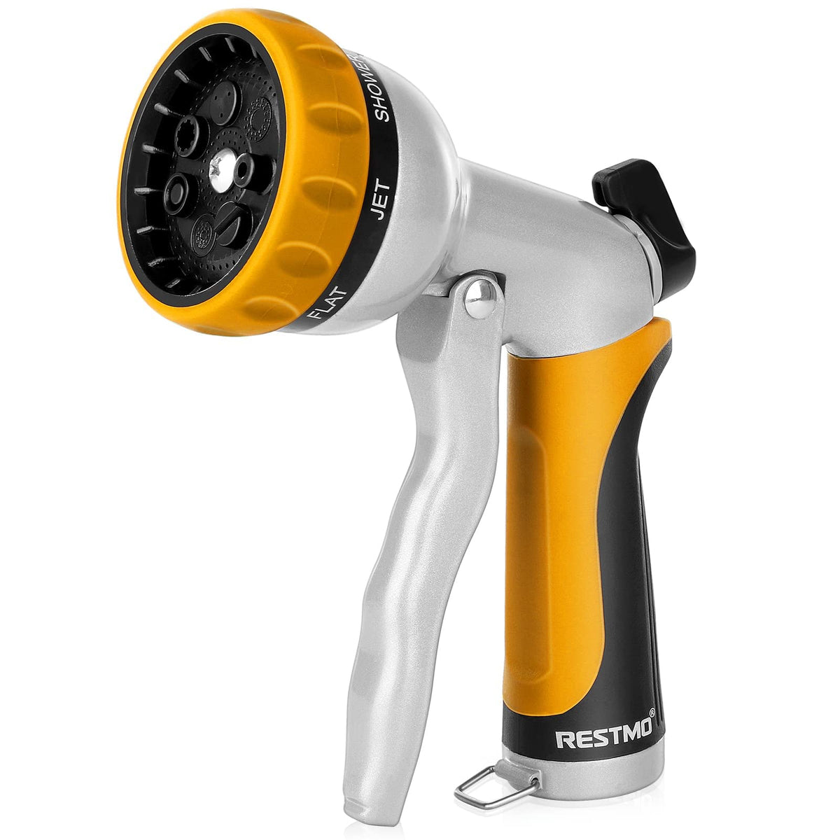 Restmo Garden Hose Nozzle heavy-duty metal body for durable outdoor use.