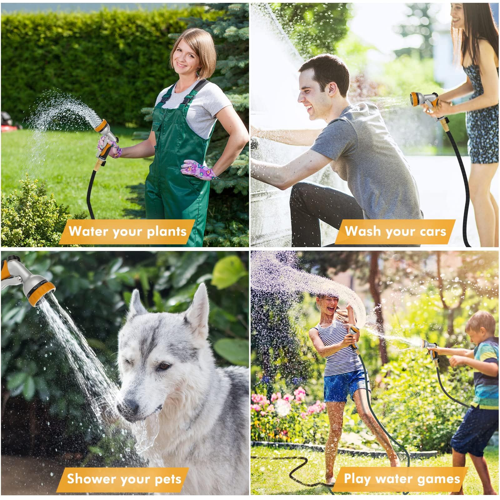 Restmo nozzle in use watering garden and washing surfaces.