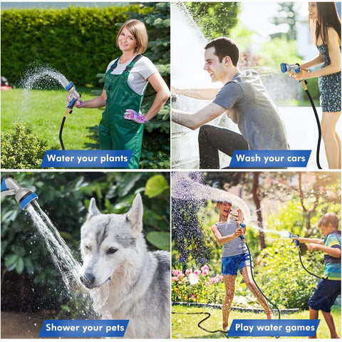 RESTMO garden hose nozzle pistol trigger with lock for easy extended use.