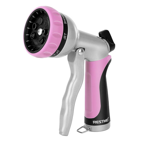 Restmo garden hose nozzle with metal body and rugged dial