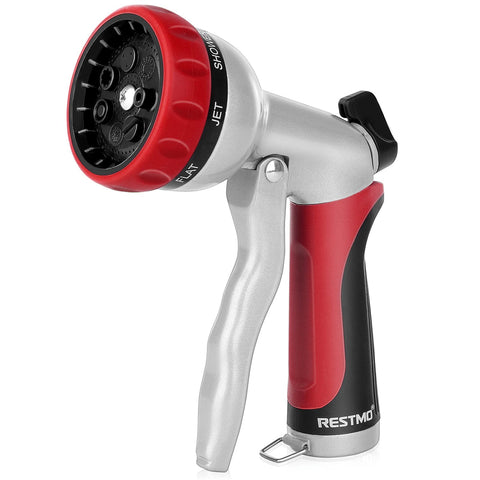 Restmo garden hose nozzle with metal body for durability and long-lasting watering