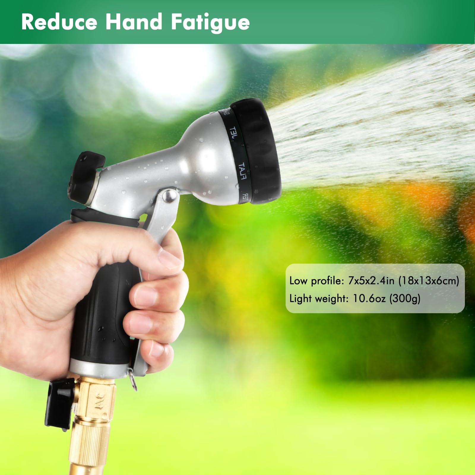 Restmo nozzle attaches to standard 3/4 NH hoses for easy setup.